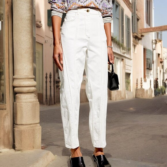 MISSONI Cropped Rainbow Stitch Jeans - Picture 1 of 5